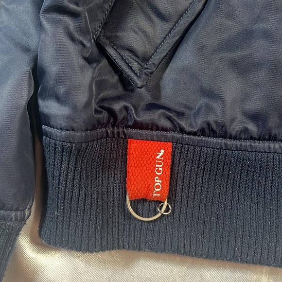 Navy Blue Top Gun Aviator Bomber Flight Jacket - Juniors Size 14 - Picture 4 of 17